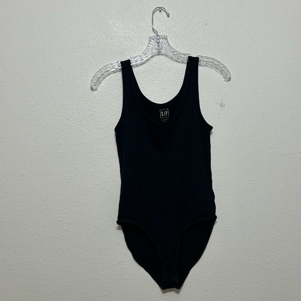 Gap Black Button Snap Modern Scoop Neck Tank Top Bodysuit Women's Size M